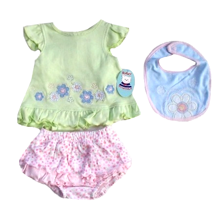 Baby set -  dress, bloomer and bib -- £2.99 per item - 3 pack