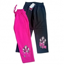 NEWLY ADDED - MONSTER HIGH GIRL'S  FLEECE JOGGERS  IN BLACK &  CERISE PINK -- £3.50 per item - 24 pack